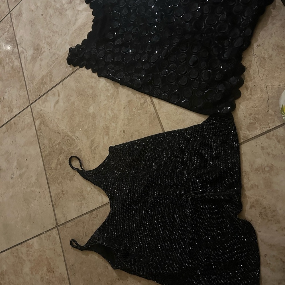 Black Sequin and Glitter Tops
